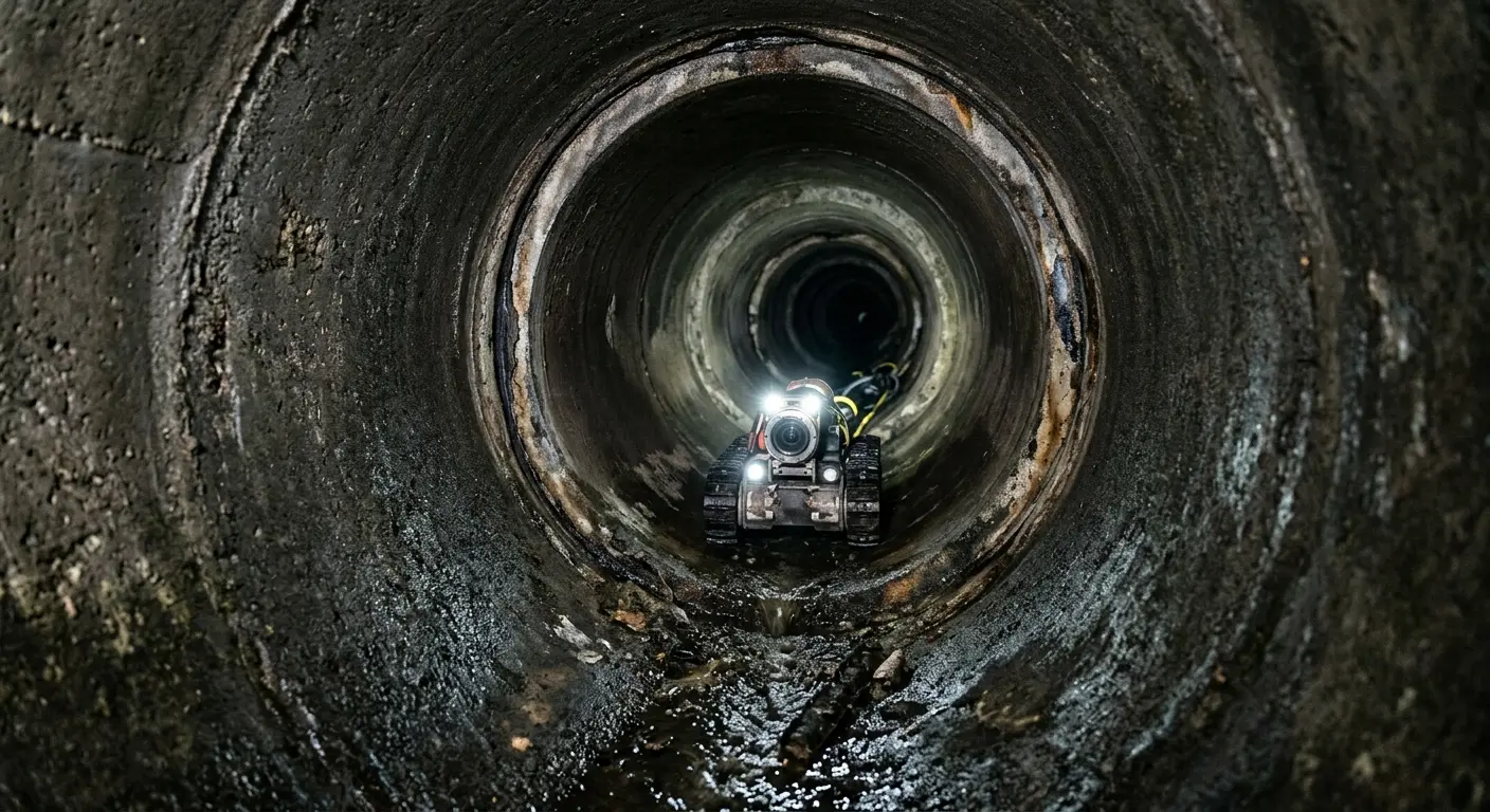 Robotic sewer camera inspecting pipe interior for Sewer Line Repair in Spout Springs